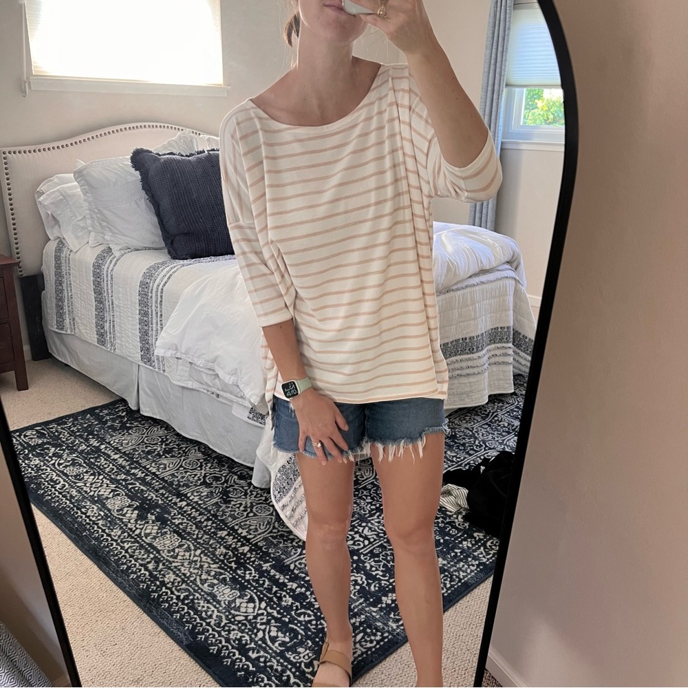 Bibi Oversized Striped Tan Tunic